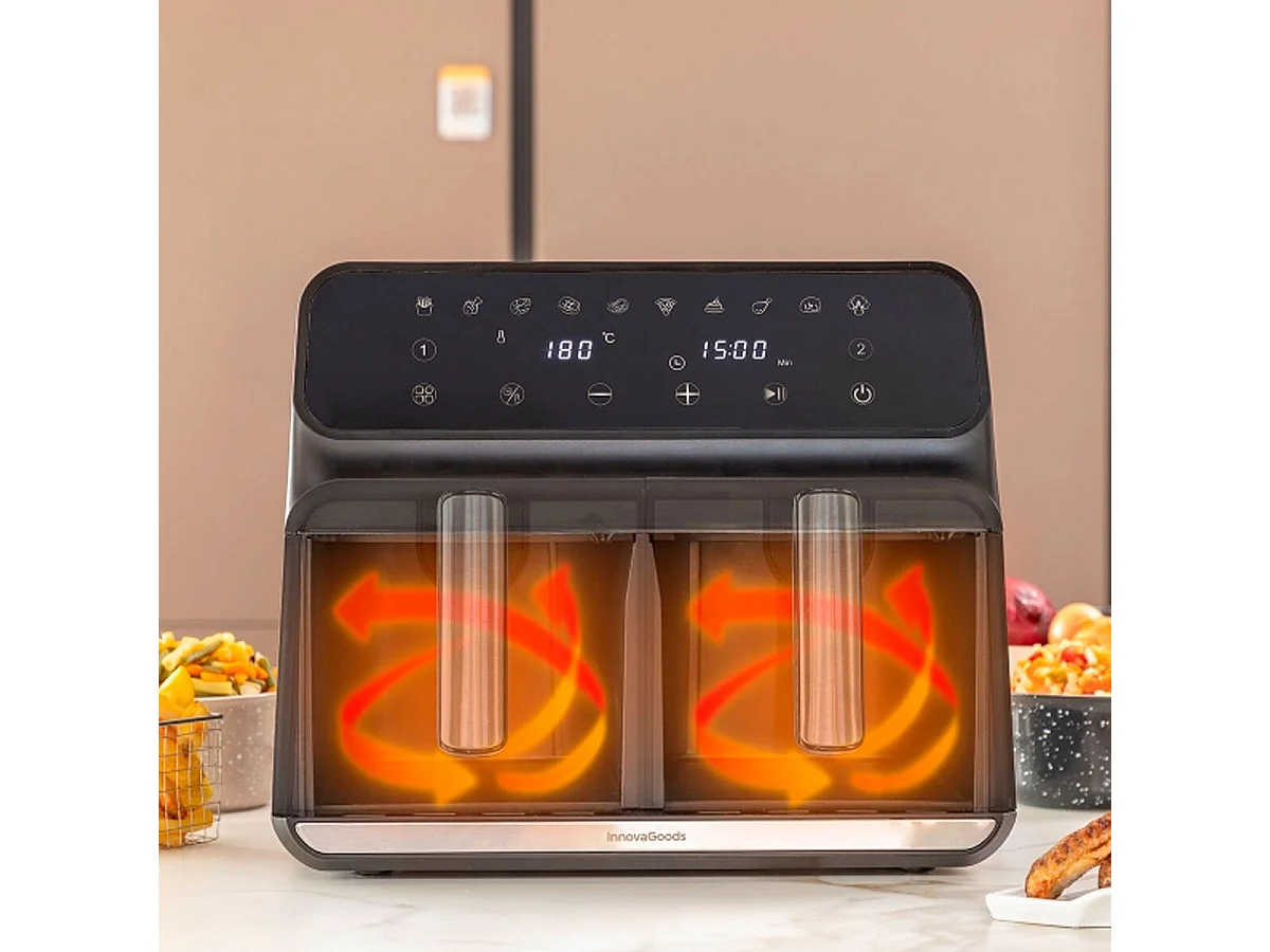 Freidora de aire Fryinn Double 8000 Innovagoods 3400W 8L negro