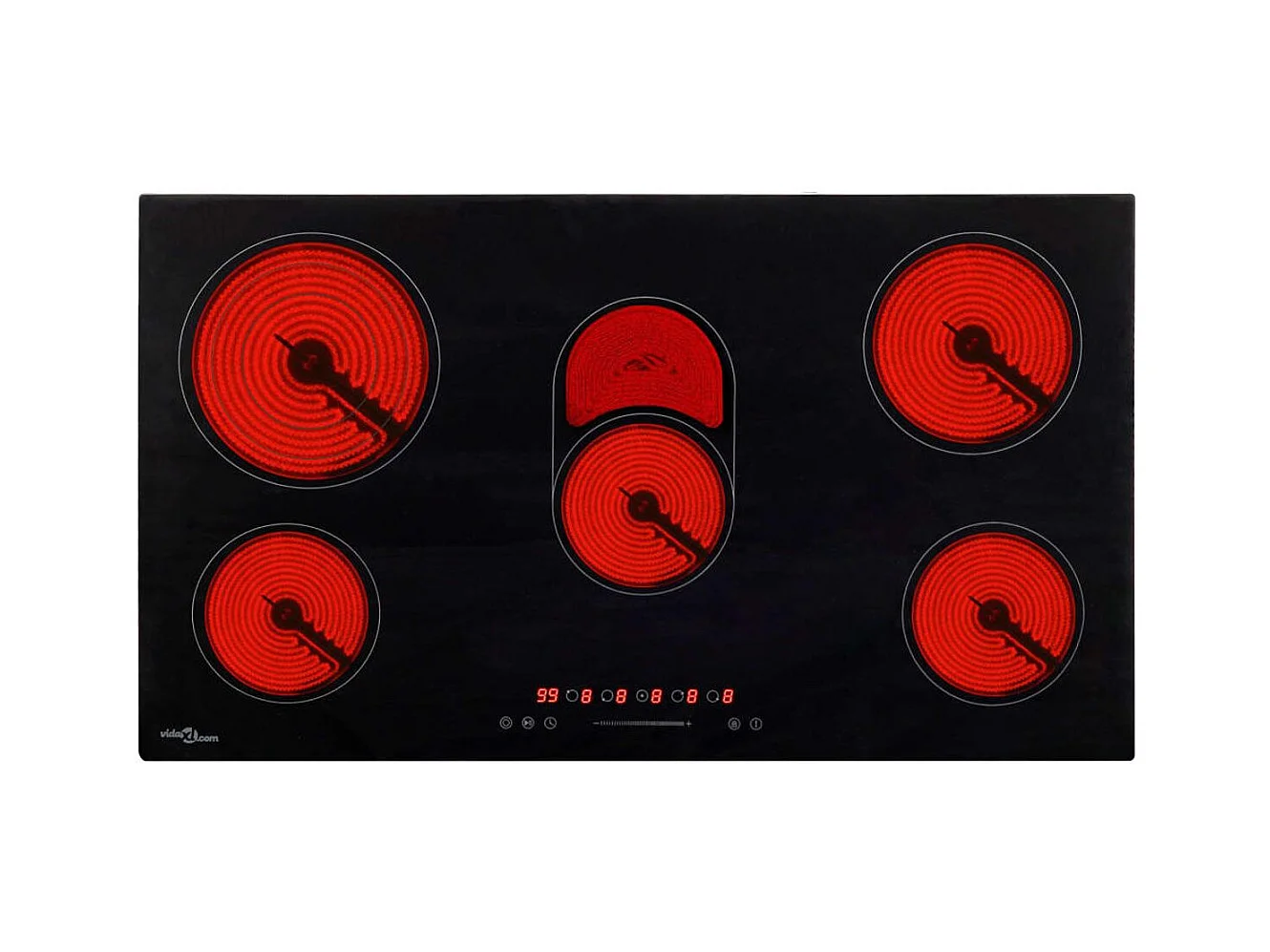 Placa vitrocerámica VidaXL 8500W 5 zonas negro 77 cm