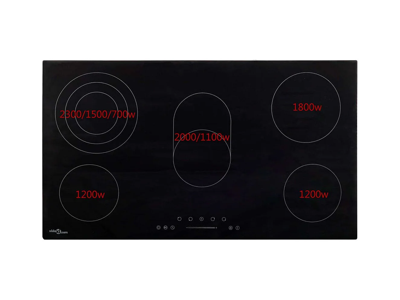 Placa vitrocerámica VidaXL 8500W 5 zonas negro 77 cm