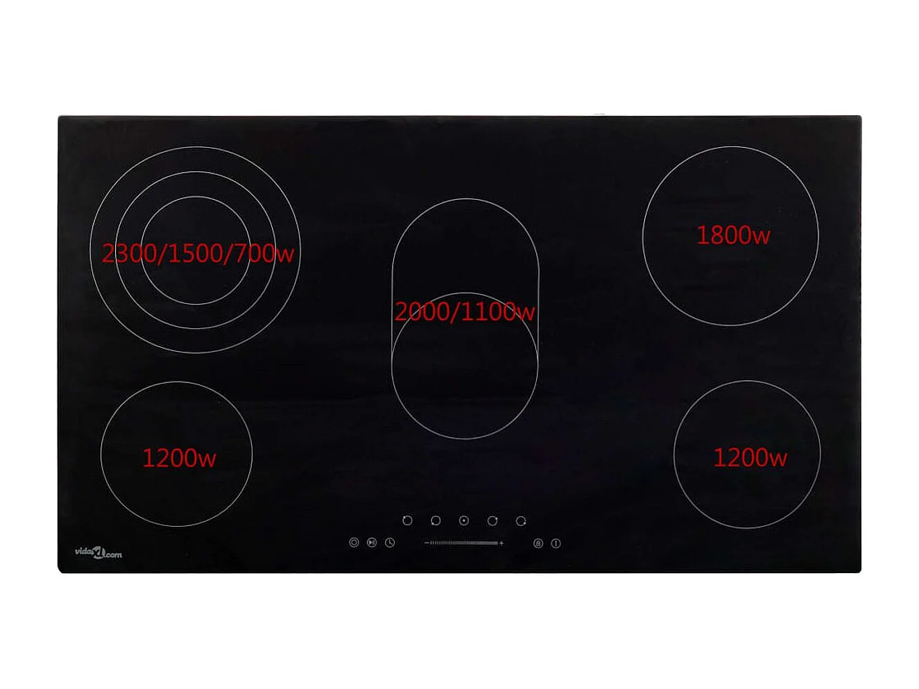 Plaque de cuisson Céramique 5 brûleurs Contrôle tactile 8500 W