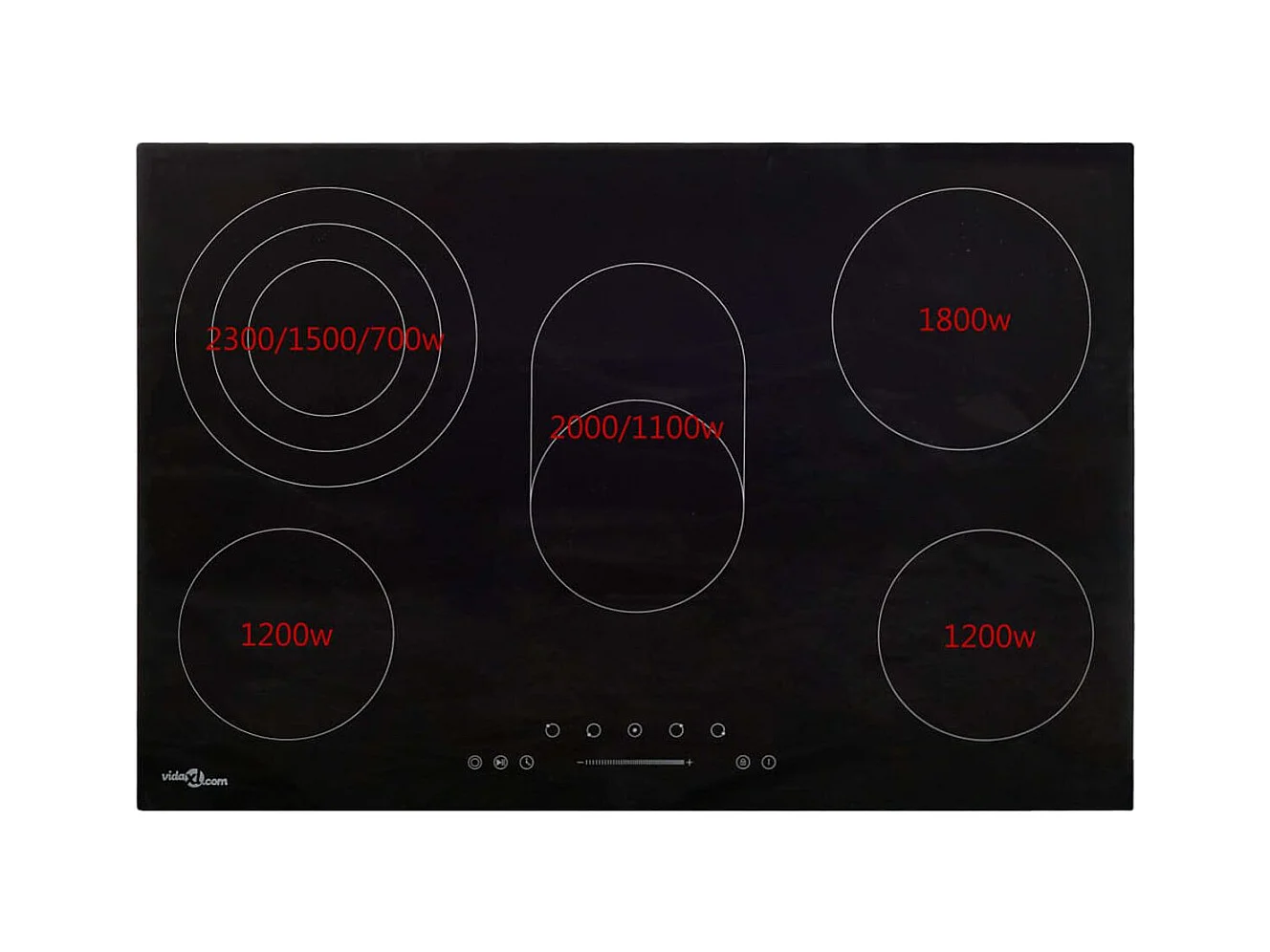 Placa vitrocerámica VidaXL 8500W 5 zonas negro 90 cm