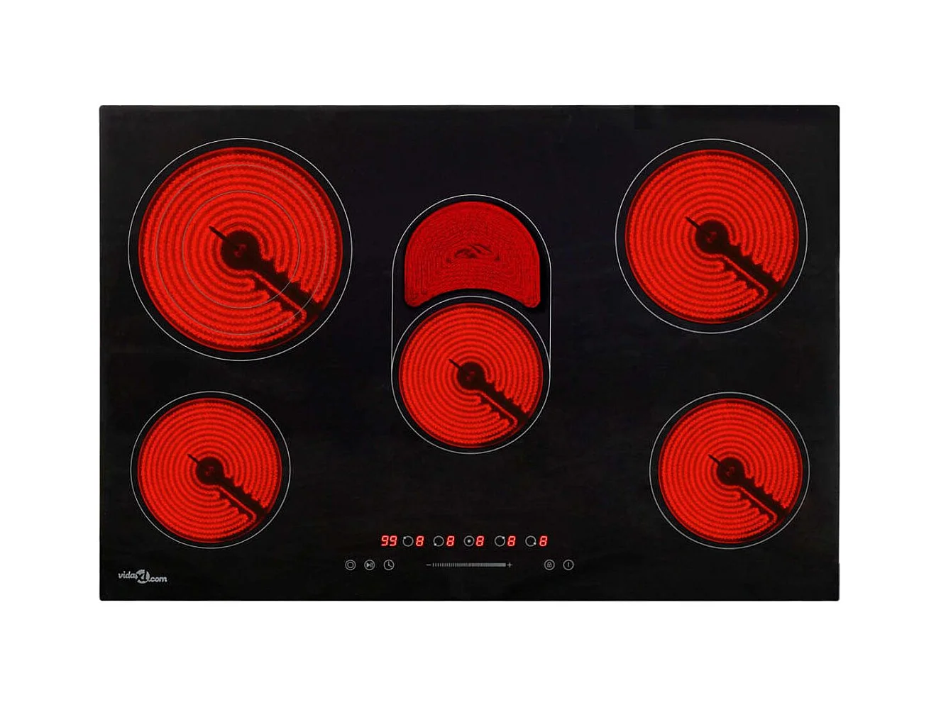 Placa vitrocerámica VidaXL 8500W 5 zonas negro 90 cm