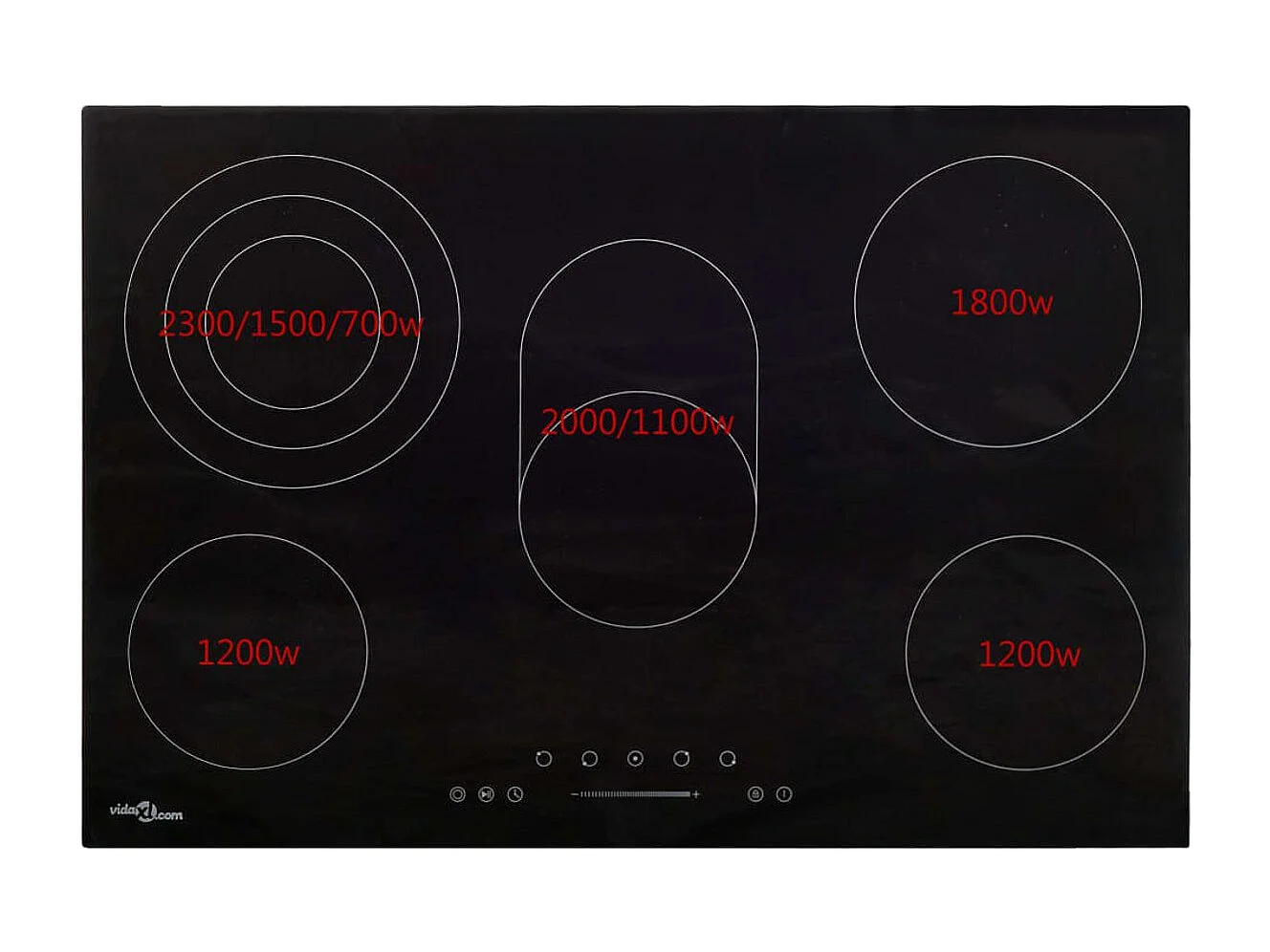 Plaque de cuisson Céramique 5 brûleurs Contrôle tactile 8500 W