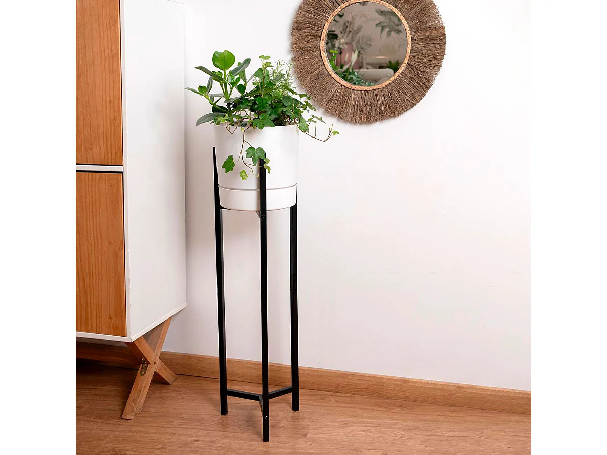 Soporte macetero MOA Vinthera diseño vertical negro 85x23x23 cm