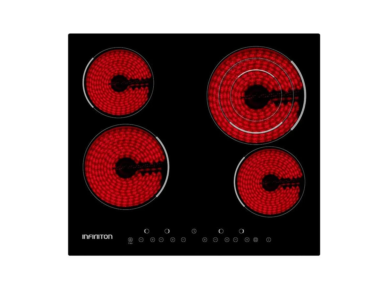 Vitrocerámica Infiniton VIT4T23 4 fuegos 9 niveles de potencia con temporizador negro 5,2x52x59 cm