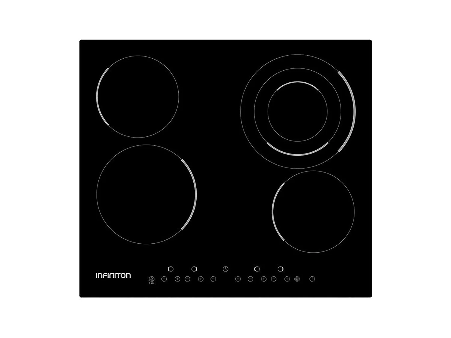 Vitrocerámica Infiniton VIT4T23 4 fuegos 9 niveles de potencia con temporizador negro 5,2x52x59 cm