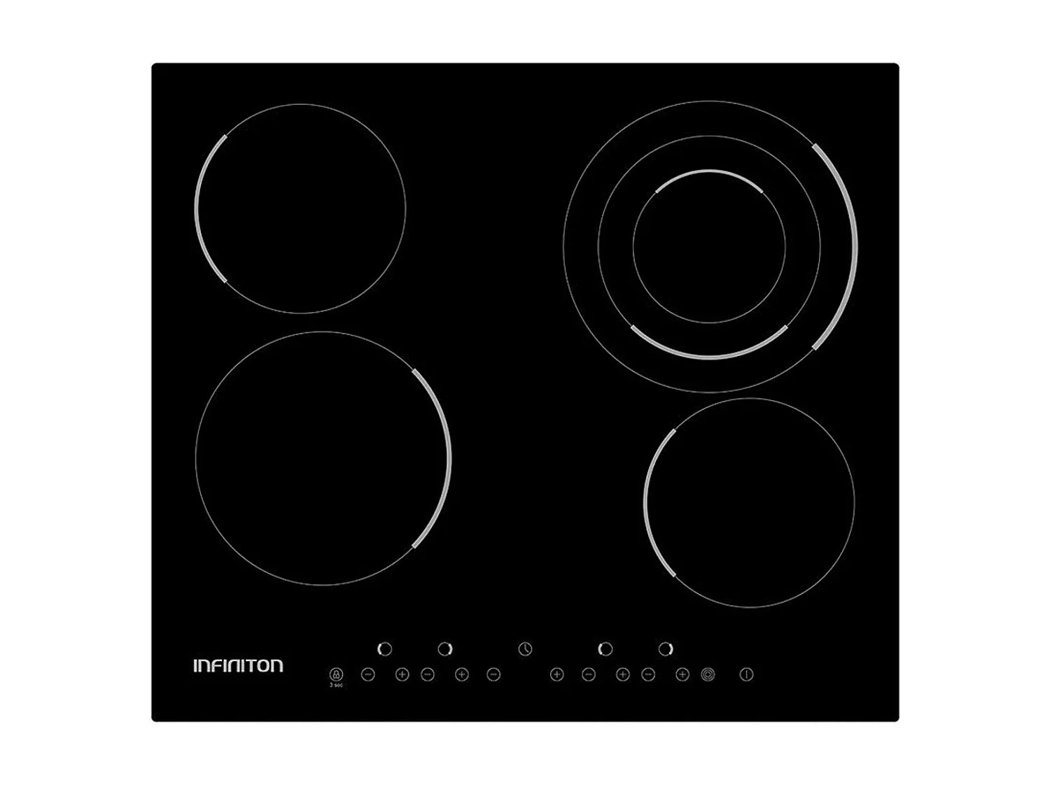 Vitrocerámica Infiniton VIT4T23 4 fuegos 9 niveles de potencia con temporizador negro 5,2x52x59 cm