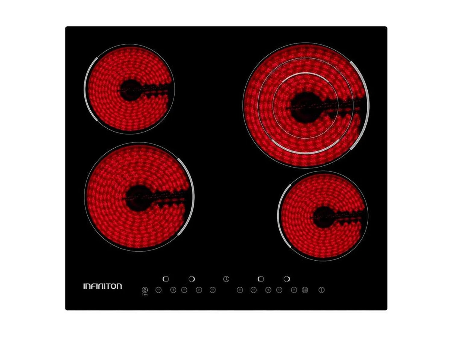 Vitrocerámica Infiniton VIT4T23 4 fuegos 9 niveles de potencia con temporizador negro 5,2x52x59 cm