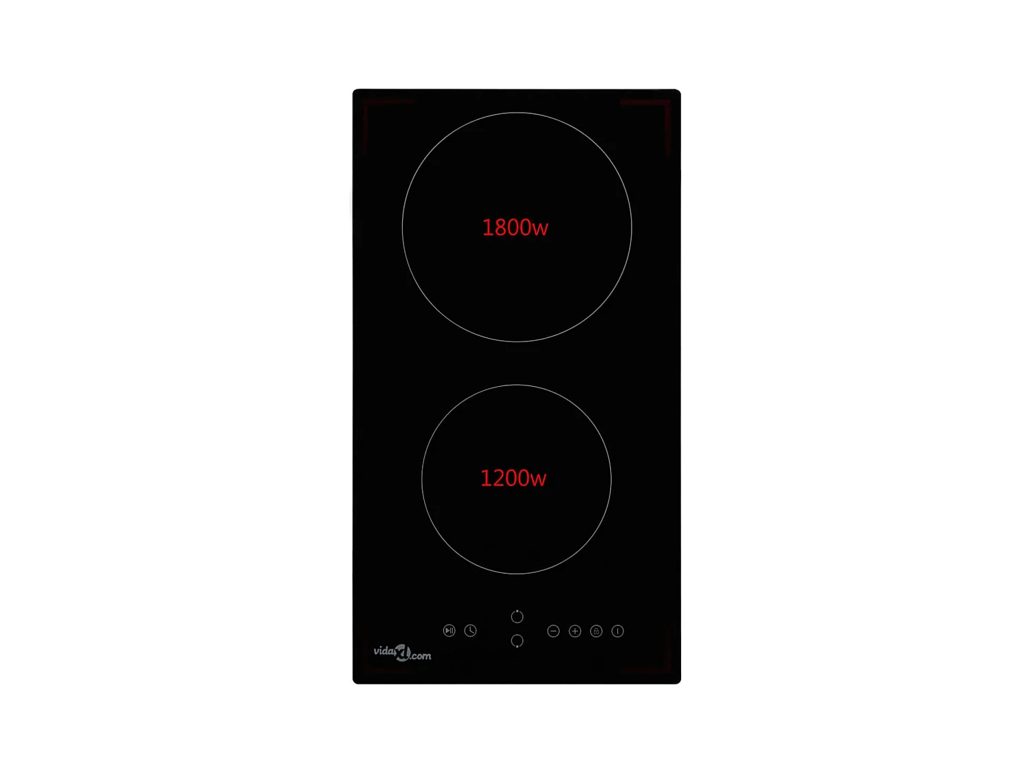 Placa vitrocerámica 2 zonas 3000W táctil negro 28,8 cm
