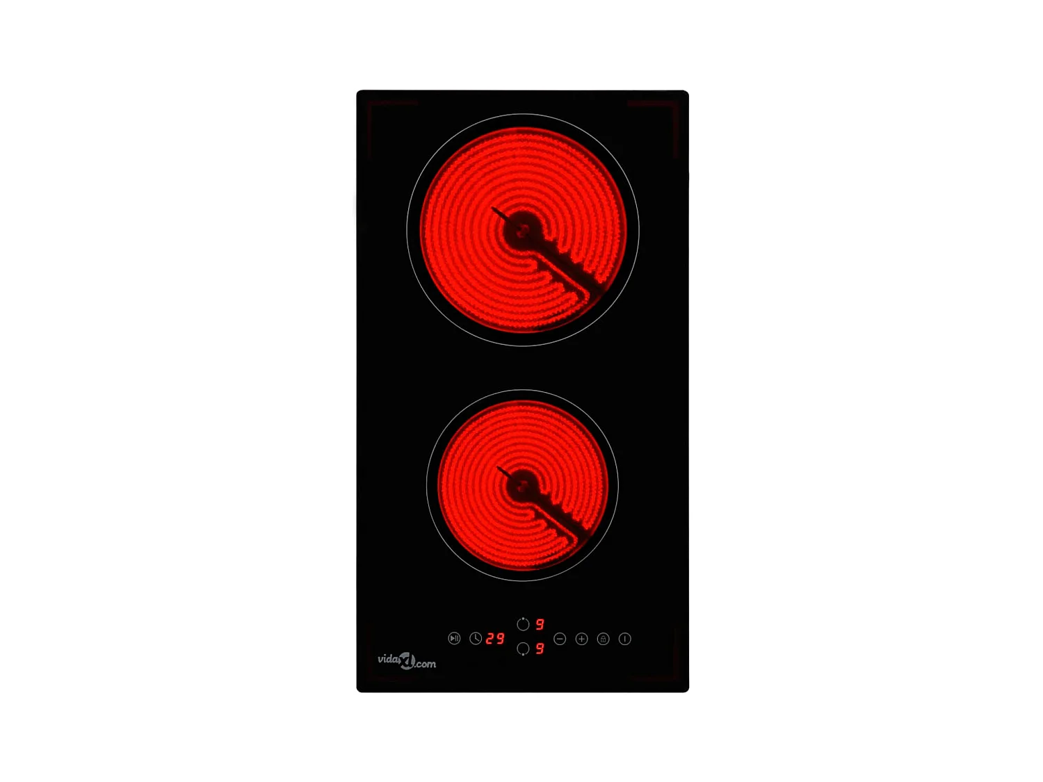 Placa vitrocerámica 2 zonas 3000W táctil negro 28,8 cm