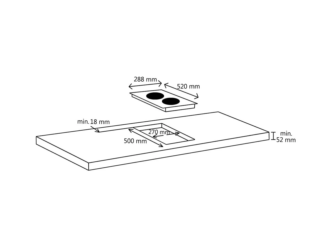 Placa vitrocerámica 2 zonas 3000W táctil negro 28,8 cm