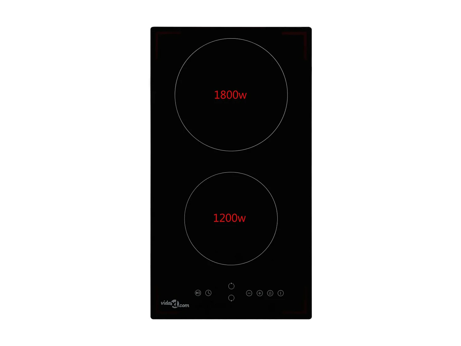 Placa vitrocerámica 2 zonas 3000W táctil negro 28,8 cm