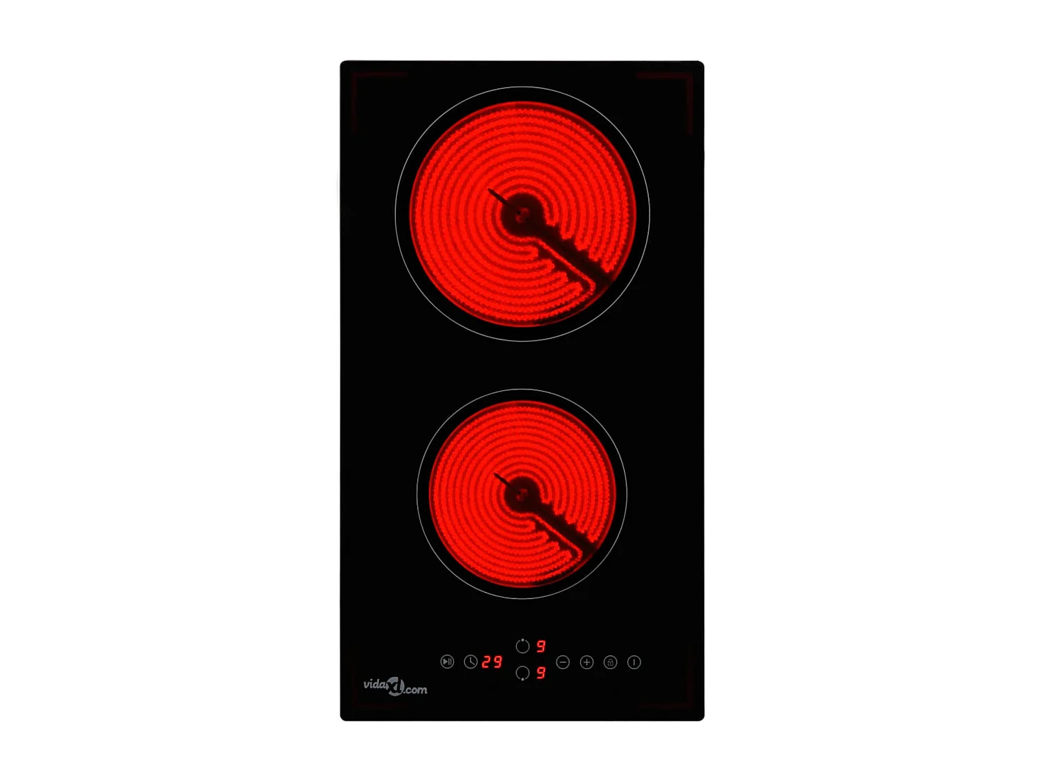 Placa vitrocerámica 2 zonas 3000W táctil negro 28,8 cm