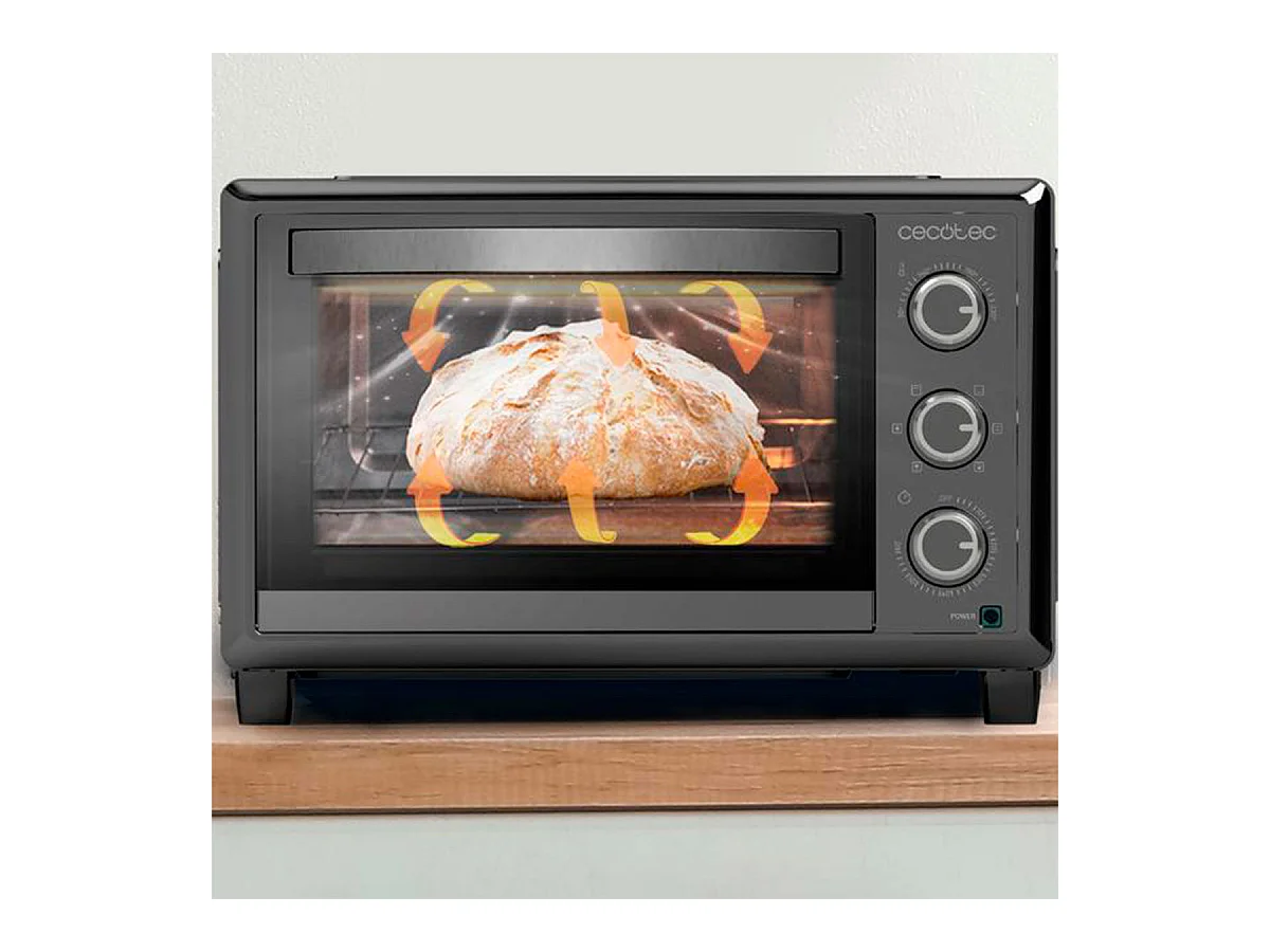 Horno de sobremesa Cecotec Bake&Toast 2600 4Pizza 1500W 26L piedra especial pizzas negro