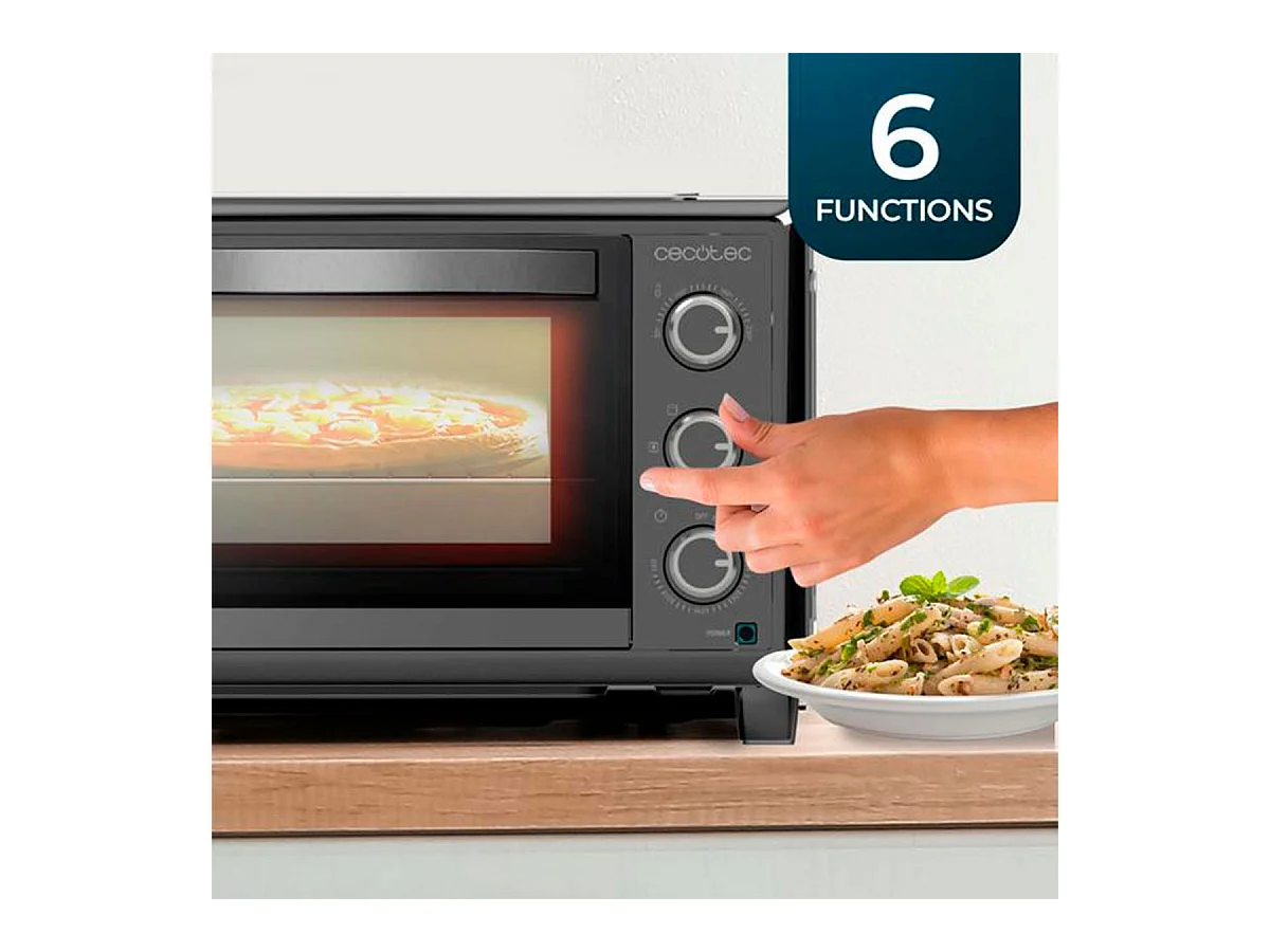 Horno de sobremesa Cecotec Bake&Toast 2600 4Pizza 1500W 26L piedra especial pizzas negro