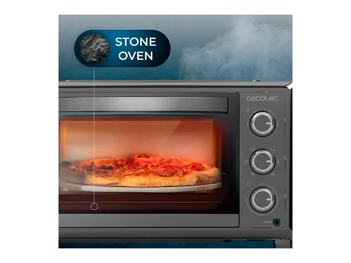Horno de sobremesa Cecotec Bake&Toast 2600 4Pizza 1500W 26L piedra especial pizzas negro