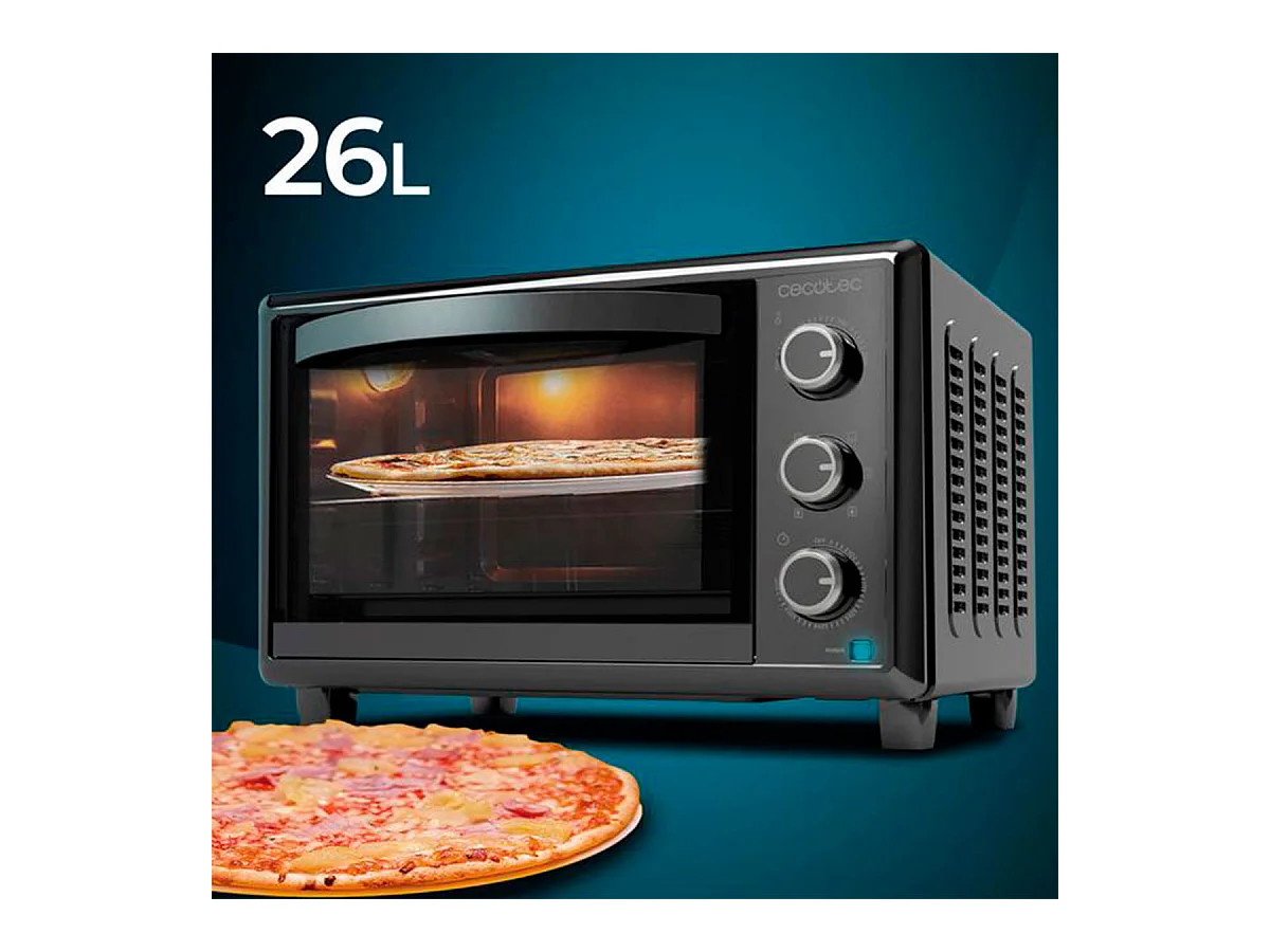 Horno de sobremesa Cecotec Bake&Toast 2600 4Pizza 1500W 26L piedra especial pizzas negro