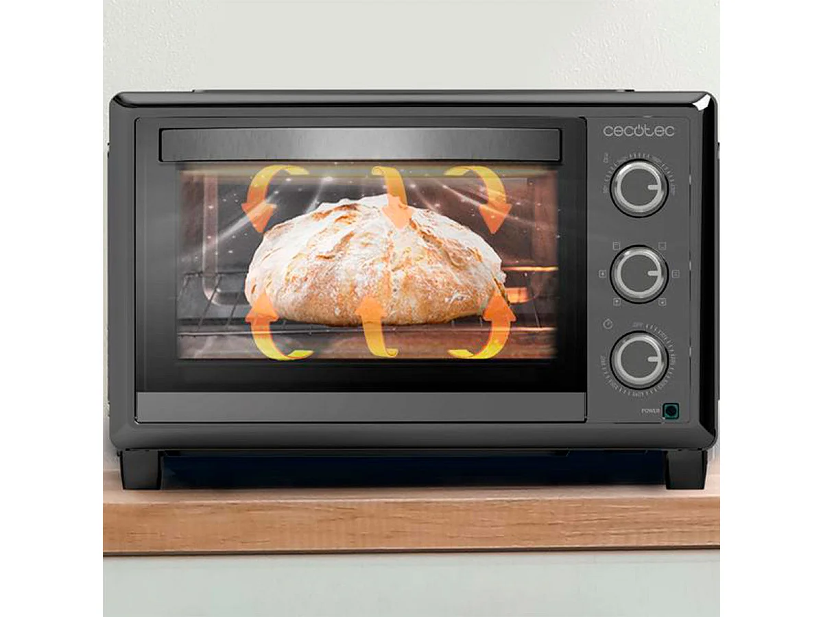 Horno de sobremesa Cecotec Bake&Toast 2600 4Pizza 1500W 26L piedra especial pizzas negro