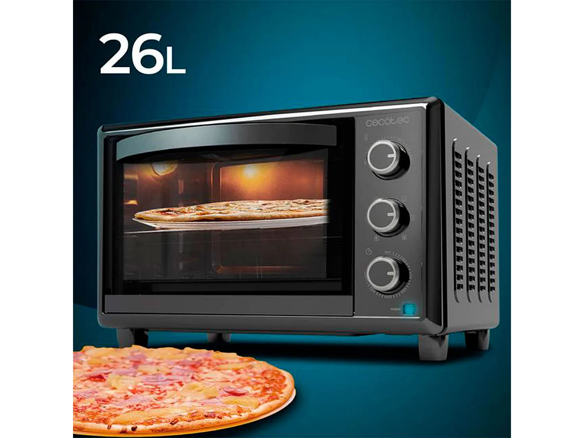 Horno de sobremesa Cecotec Bake&Toast 2600 4Pizza 1500W 26L piedra especial pizzas negro