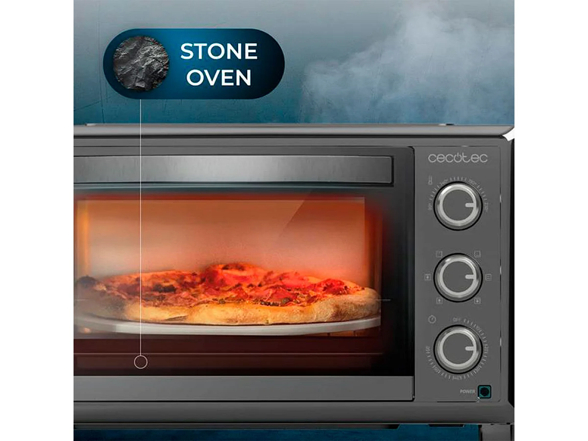 Horno de sobremesa Cecotec Bake&Toast 2600 4Pizza 1500W 26L piedra especial pizzas negro