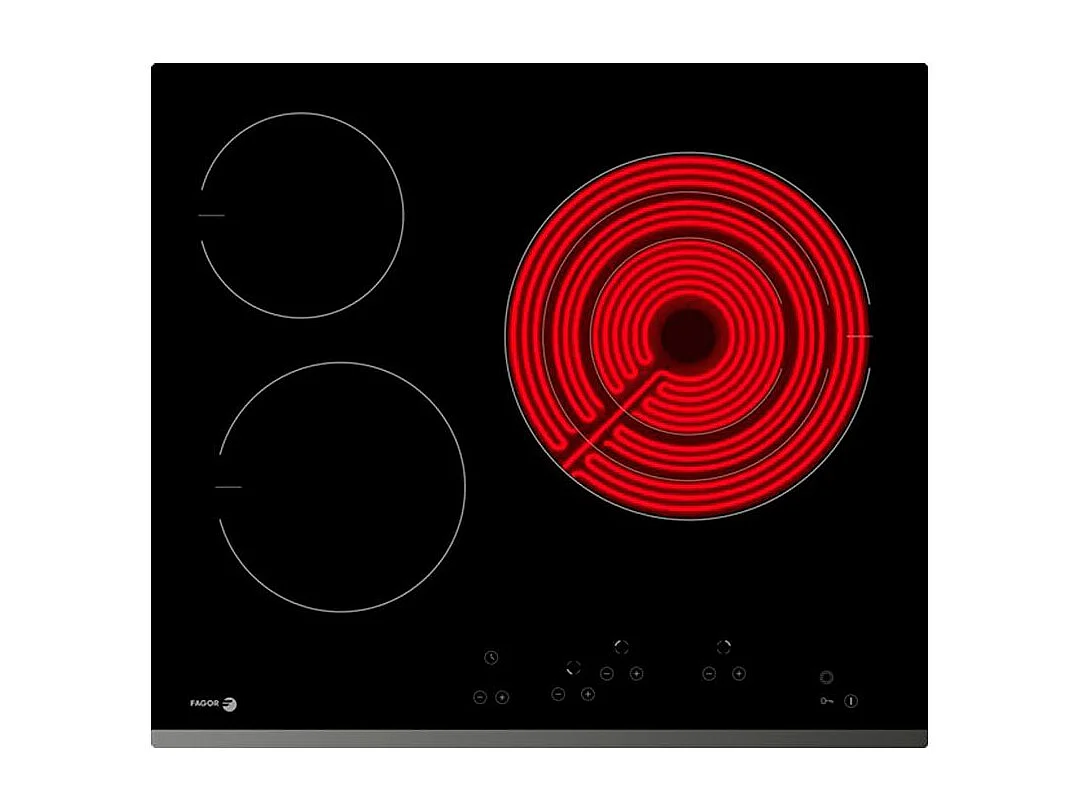 Vitrocerámica Fagor 3VFT-330AS 3 zonas de cocción 9 niveles de potencia negro 5x57,6x51,8 cm