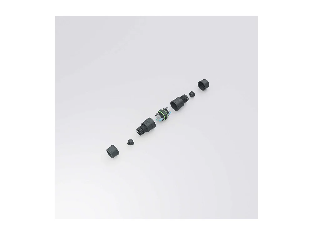 Złącze wodoodporne IP68 do oświetlenia zewnętrznego - kształt litery X - wysokie bezpieczeństwo 16 A 240 V Beneito & Faure - wtyczka, gniazdo