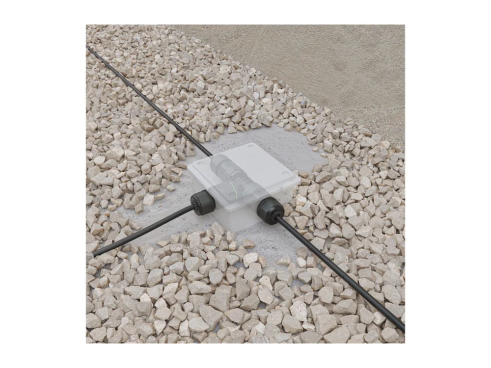 Złącze wodoodporne IP68 do oświetlenia zewnętrznego - kształt litery X - wysokie bezpieczeństwo 16 A 240 V Beneito & Faure - wtyczka, gniazdo