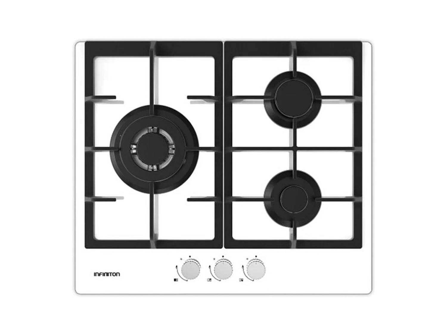 Placa de gas Infiniton GG-322 cristal blanco 3 fuegos