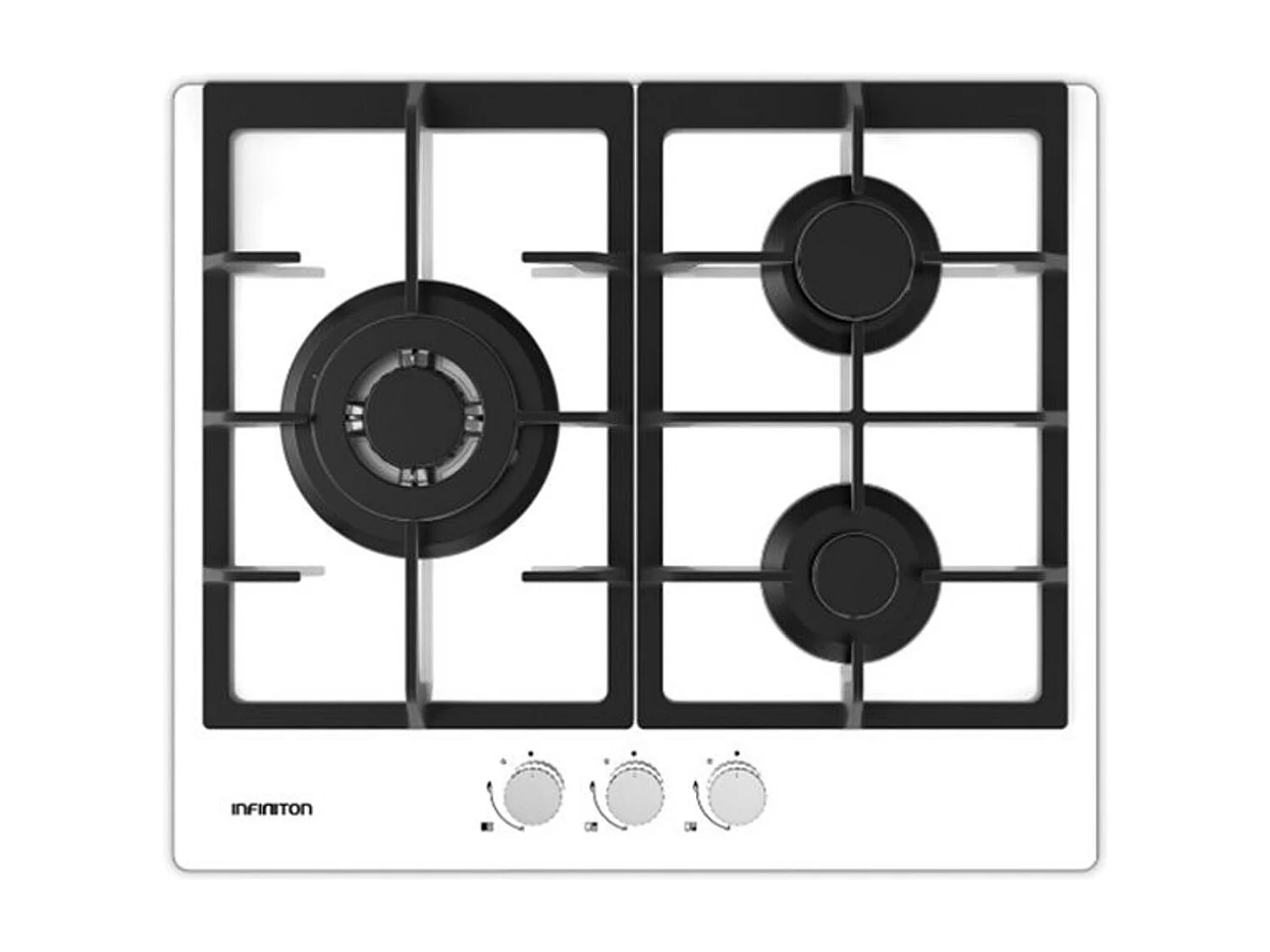 Placa de gas Infiniton GG-322 cristal blanco 3 fuegos