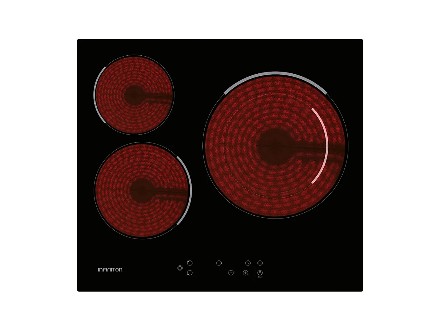 Placa vitrocerámica Infiniton VIT3P54W 5400W 3 zonas negro 60 cm