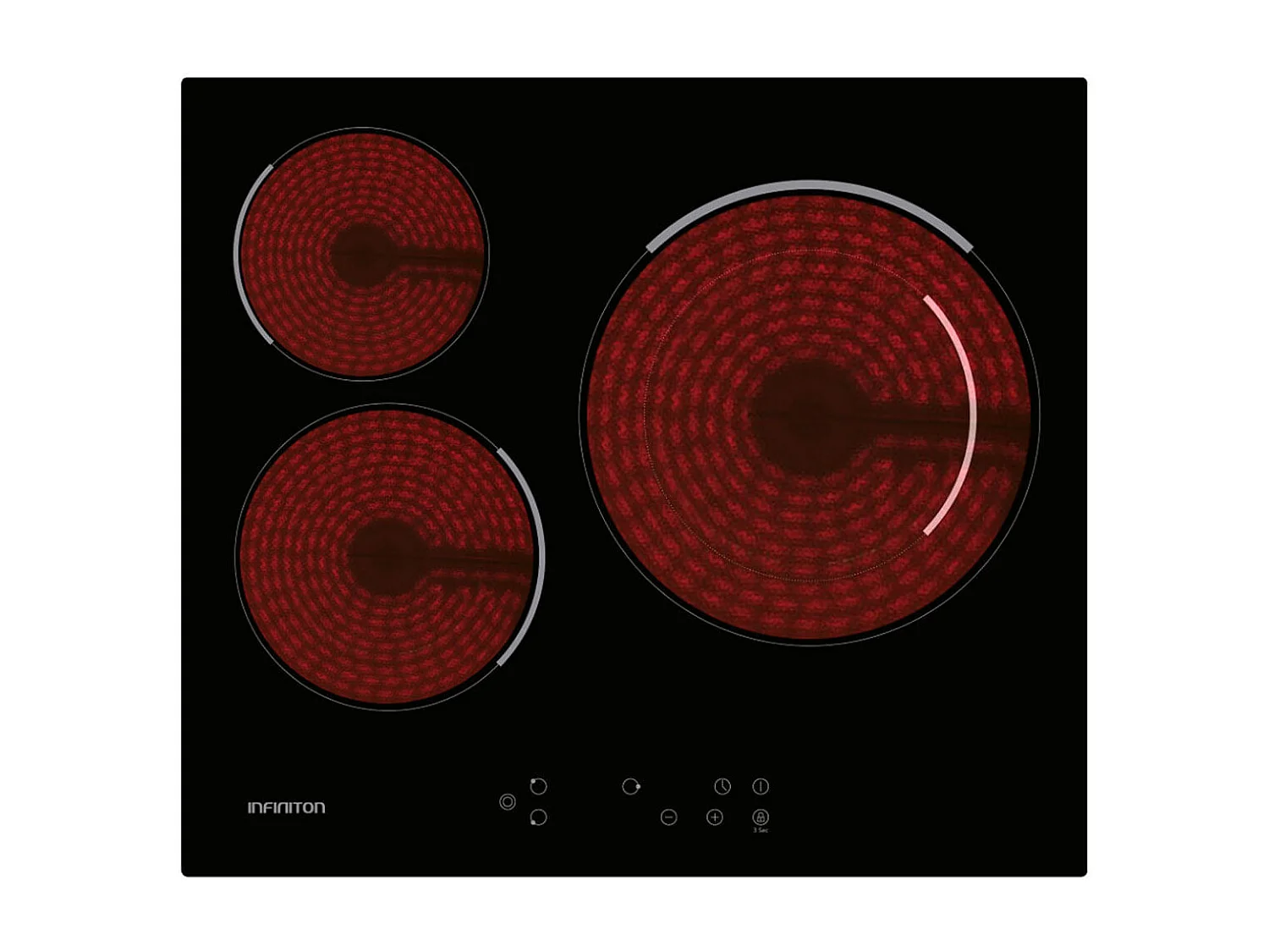 Placa vitrocerámica Infiniton VIT3P54W 5400W 3 zonas negro 60 cm