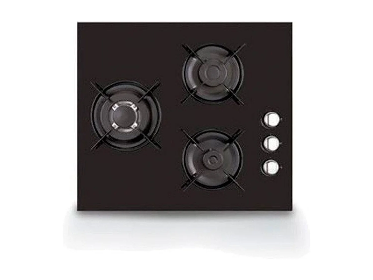 Encimera gas New Pol 3 fuegos NW3GG Cristal Negro