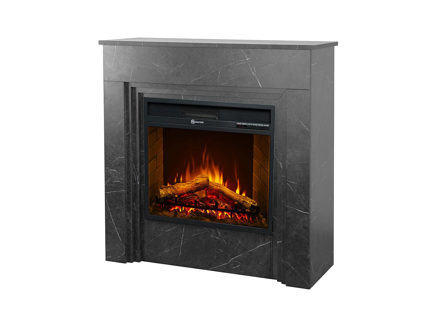 BELLINI elektrische haard, staande haard in zwart marmerlook hout, Gemaakt in Italië, L96 x D35 x H96