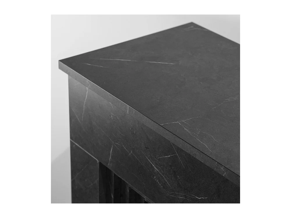 BELLINI elektrische haard, staande haard in zwart marmerlook hout, Gemaakt in Italië, L96 x D35 x H96