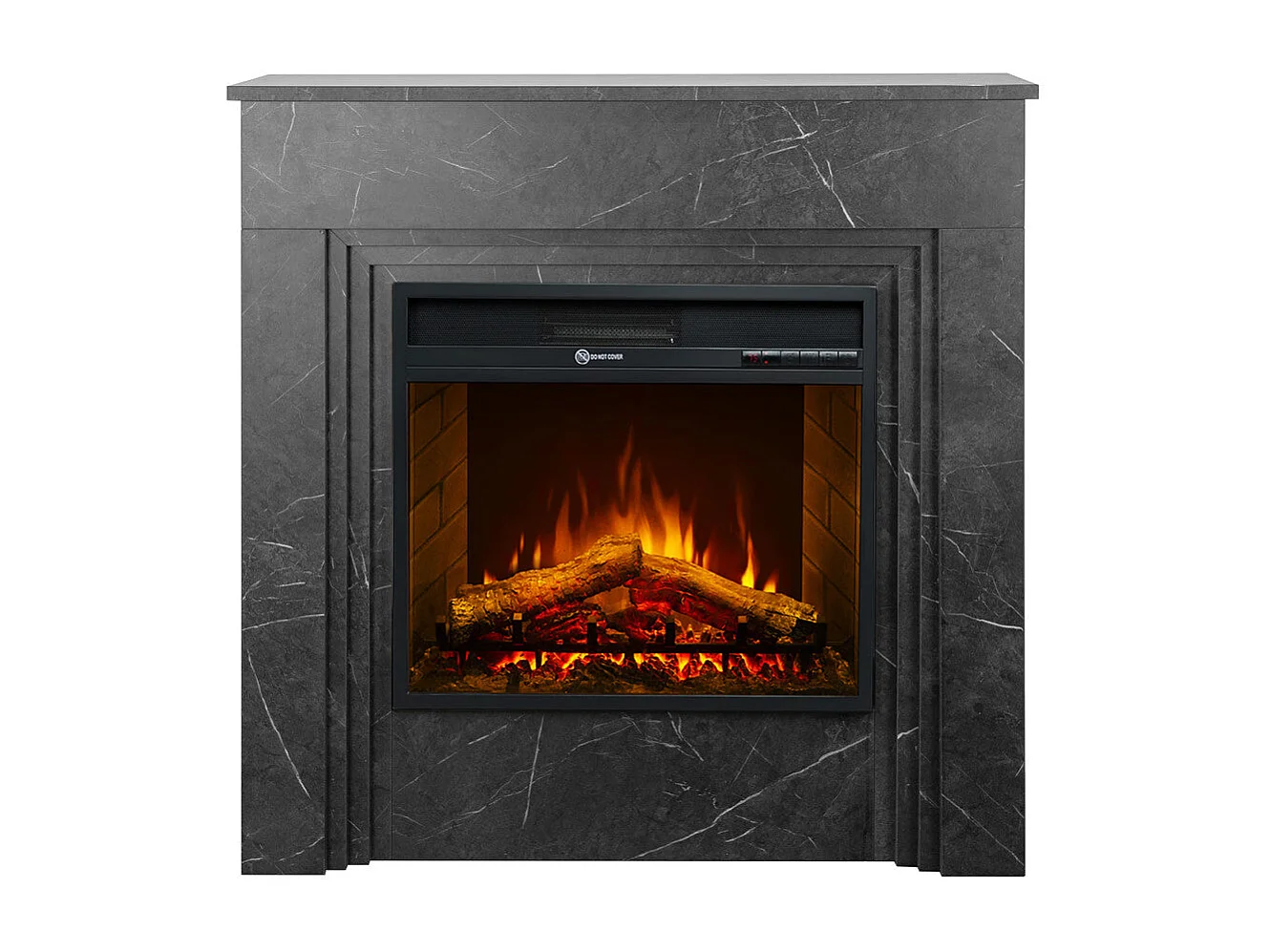 Lareira elétrica BELLINI, lareira de chão em madeira com efeito mármore preto, Fabricado na Itália, C96 x P35 x A96