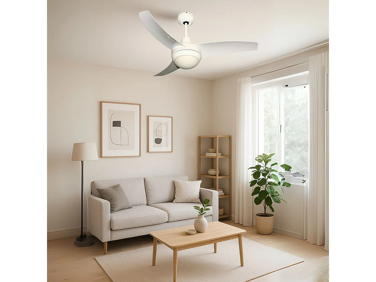 Ventilador de techo Cosmos Helios Home 50W 3 aspas + control remoto blanco Ø107 cm