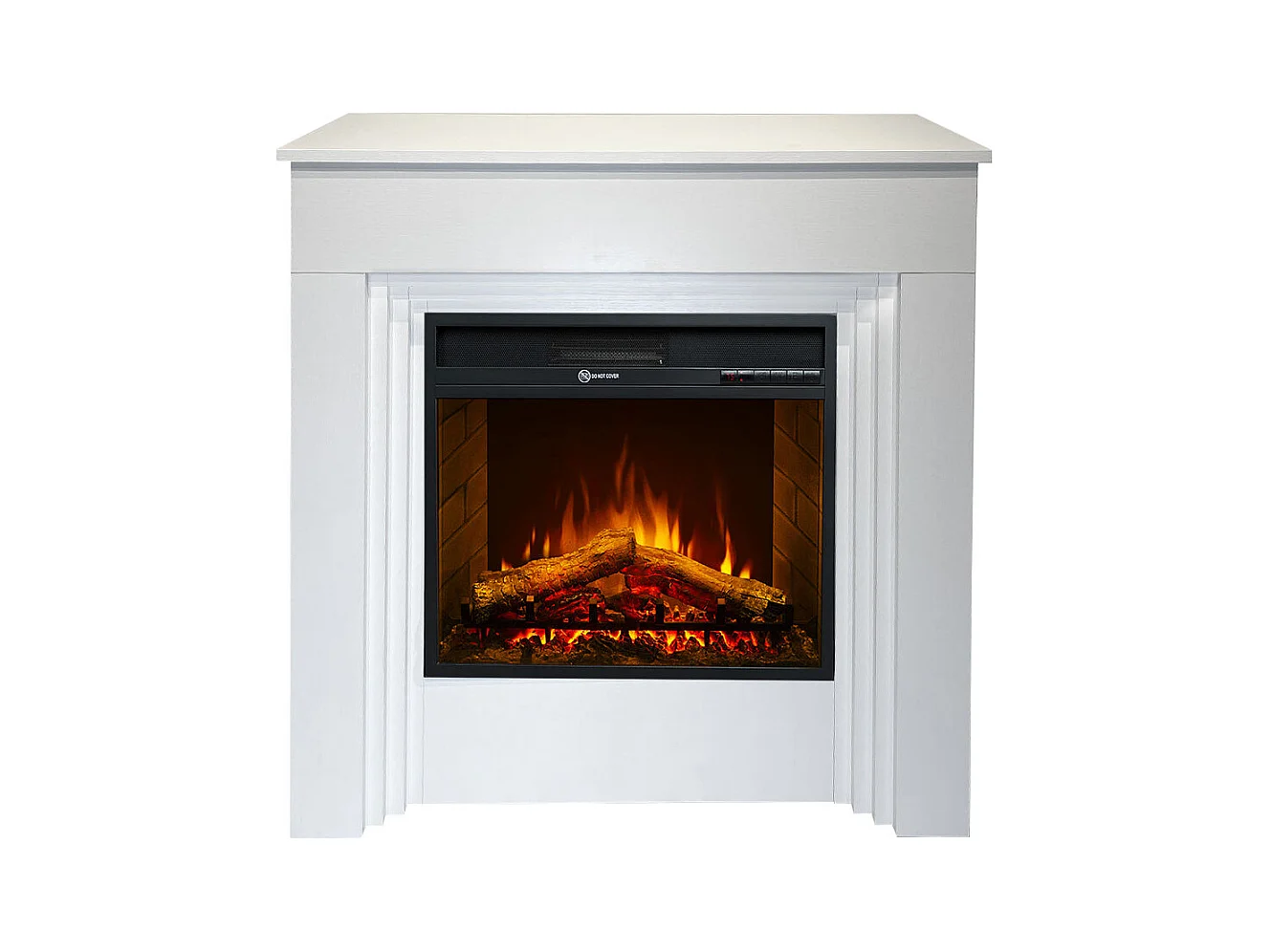 Camino elettrico caminetto da terra BELLINI in legno Bianco Made in Italy L96 x P35 x H96
