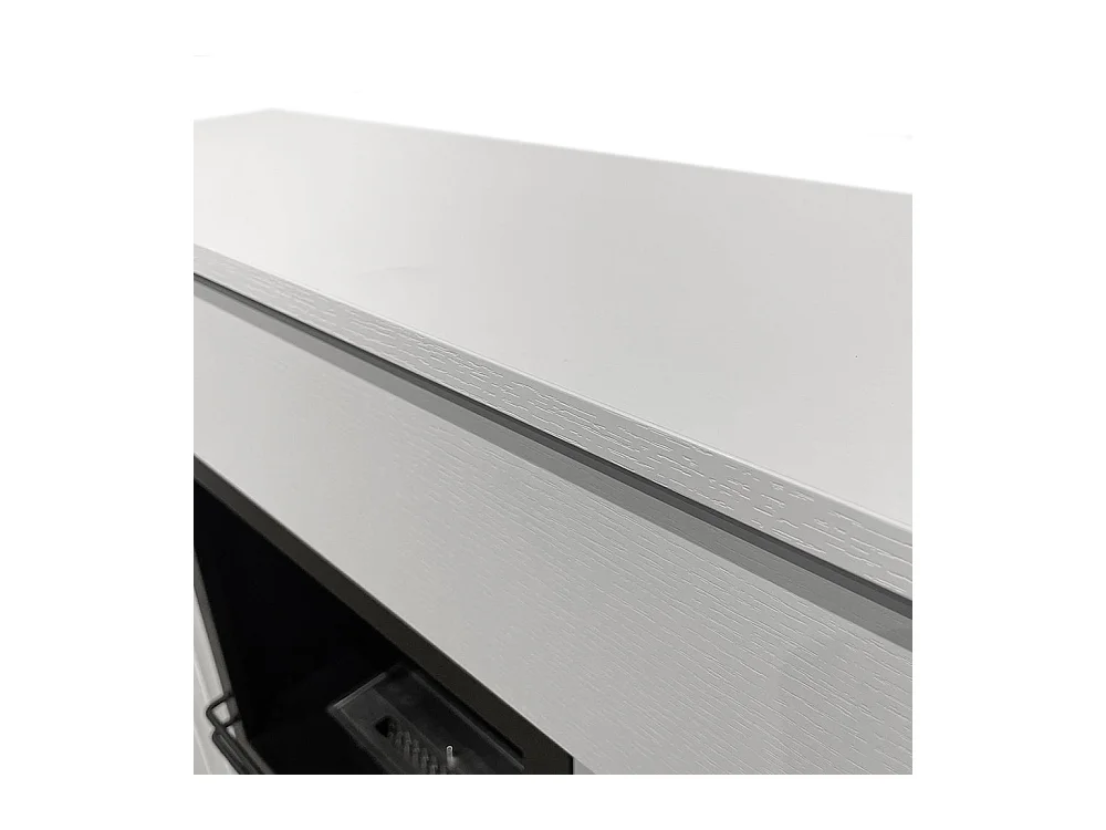 Camino elettrico caminetto da terra BELLINI in legno Bianco Made in Italy L96 x P35 x H96