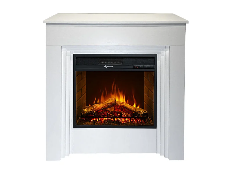 Cheminée électrique BELLINI, cheminée sur pied, bois blanc, fabriquée en Italie, L96 x P35 x H96