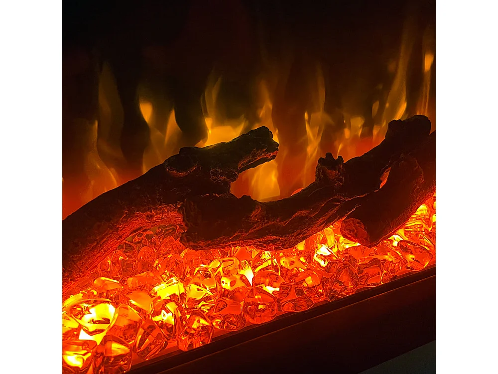 Lareira elétrica de parede, lareira embutida de 3 lados, BOSTON100 C101,6 x P20 x A44