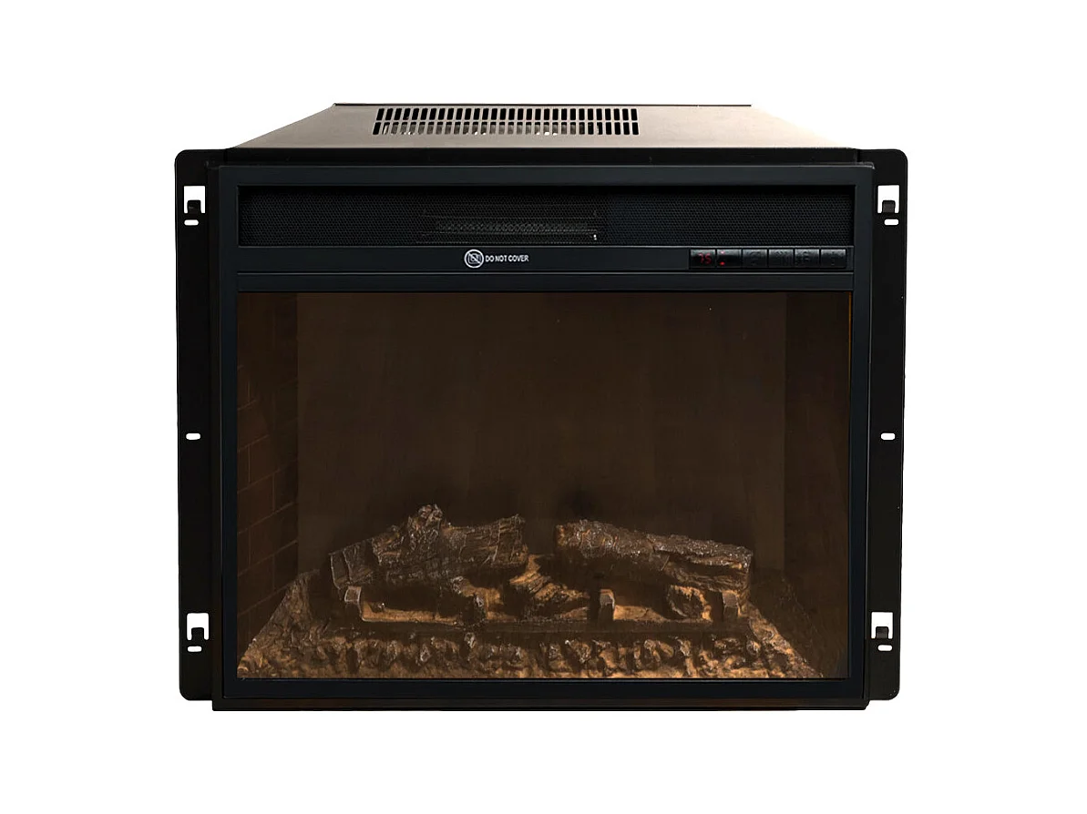 Camino elettrico caminetto da terra JEFFERSON in legno Noce L 89,5 x H90,5 x P28