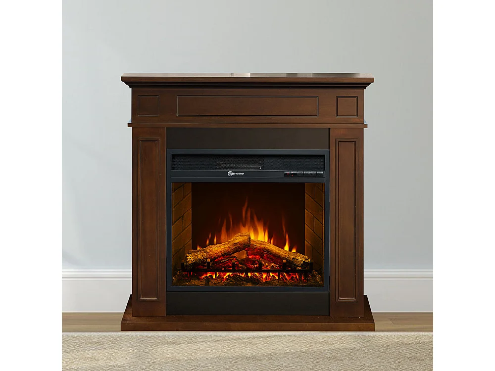 Elektrokamin JEFFERSON Standkamin aus Walnussholz L 89,5 x H 90,5 x T 28