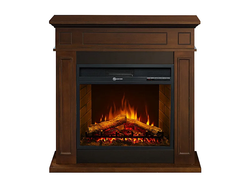 Cheminée électrique sur pied JEFFERSON en bois de noyer L 89,5 x H 90,5 x P 28