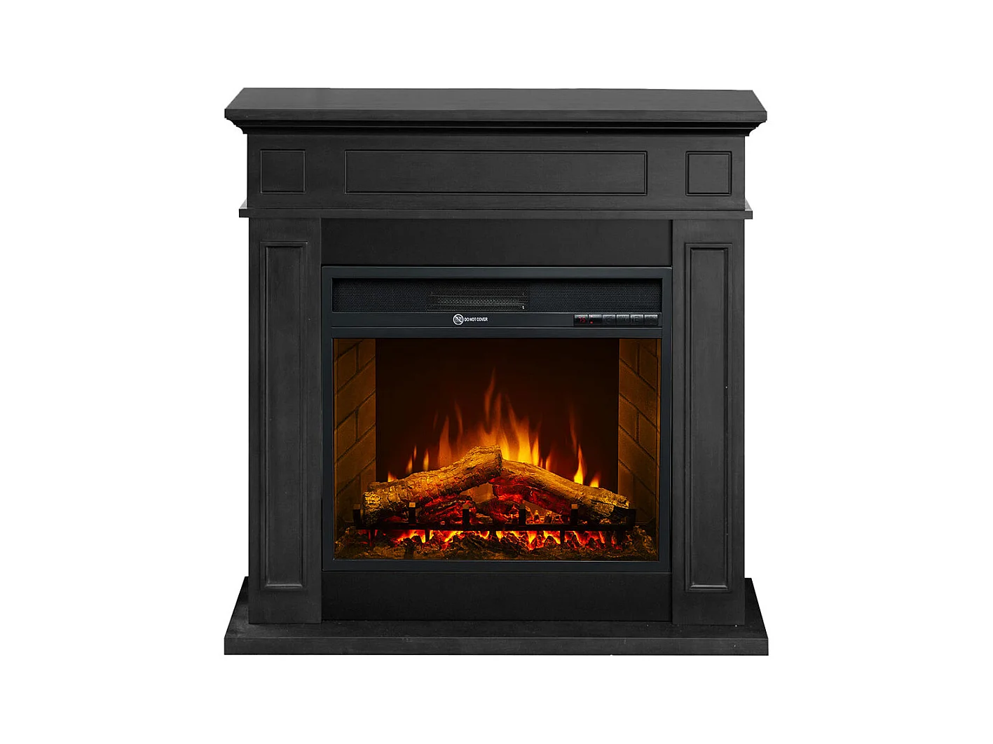 Cheminée électrique sur pied JEFFERSON en bois noir L 89,5 x H 90,5 x P 28
