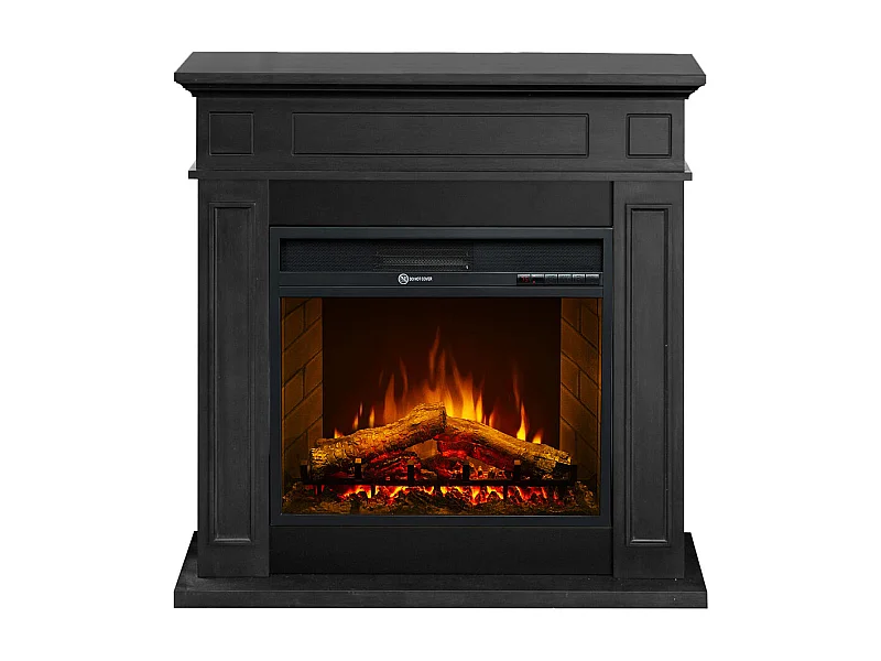 Cheminée électrique sur pied JEFFERSON en bois noir L 89,5 x H 90,5 x P 28