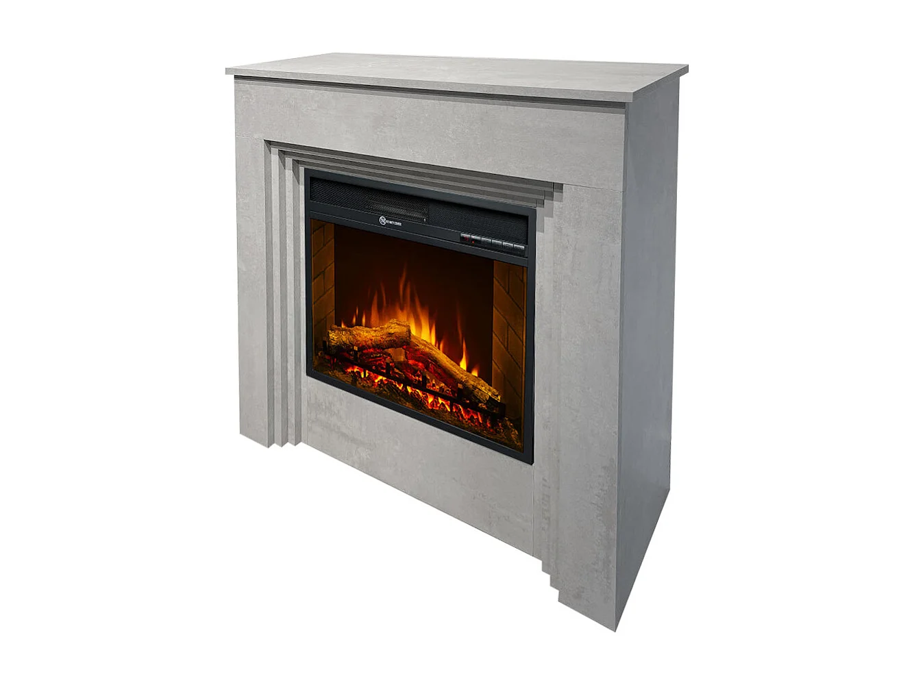 Cheminée électrique BELLINI effet béton, fabriquée en Italie, L96xP35xH96 cm.