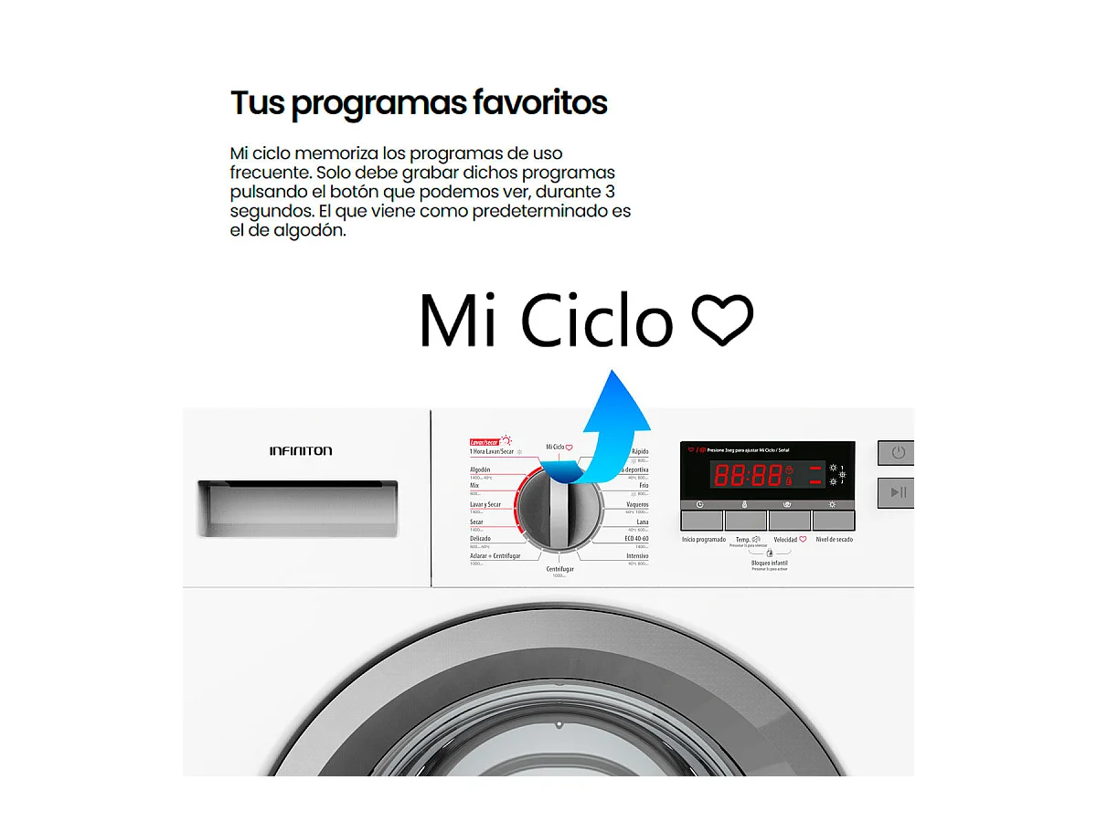 Lavadora/secadora Infiniton WSD-B695 8kg/6kg 1400 rpm 16 programas A blanco 82,5 cm