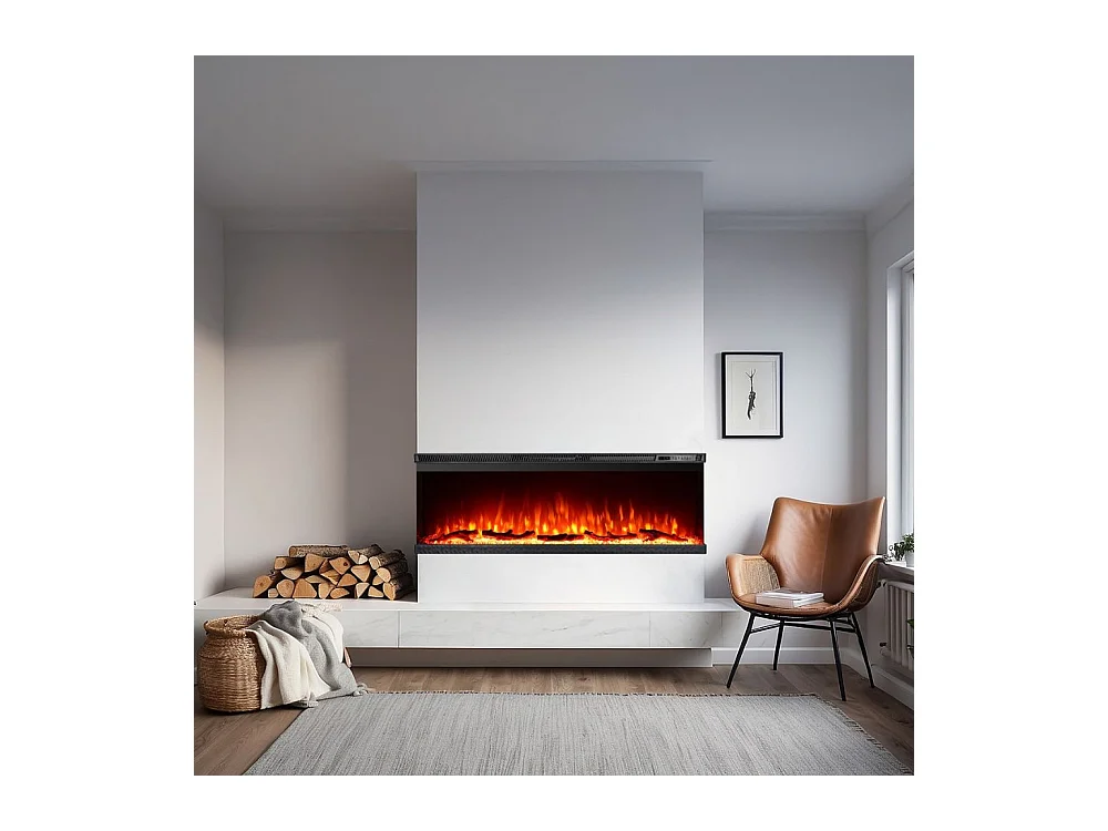 Elektrische wandhaard, 3-zijdige inbouwhaard, BOSTON130 L127 x D20 x H44