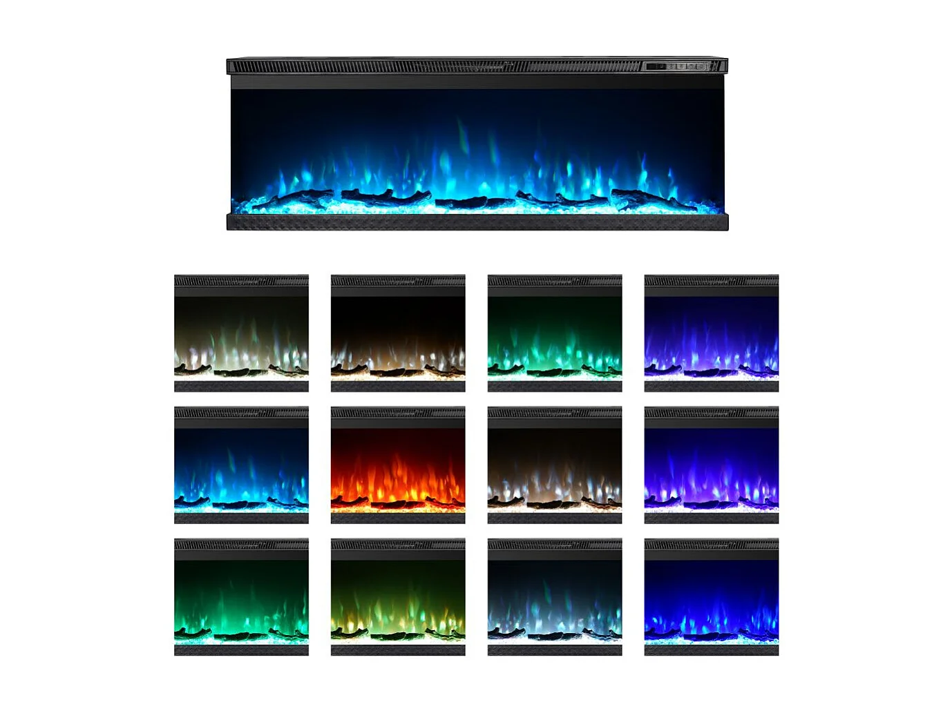 Lareira elétrica de parede, lareira embutida de 3 lados, BOSTON130 C127 x P20 x A44