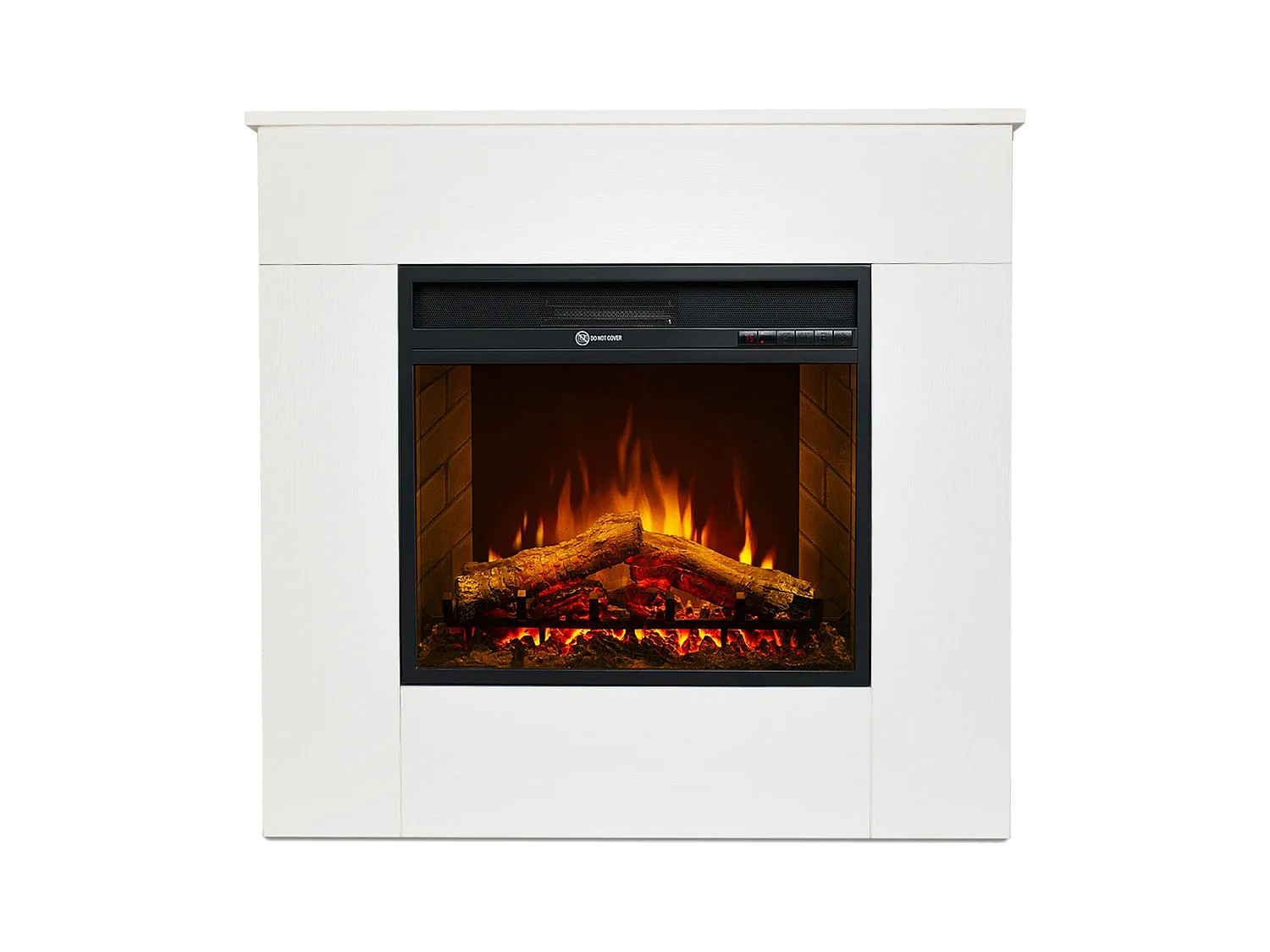Cheminée électrique, cheminée au sol, bois blanc, Made in Italy, MICHELANGELO, 96x36x90h